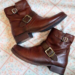Frye 9.5 Brown Veronica Buckle Moto Short Boots